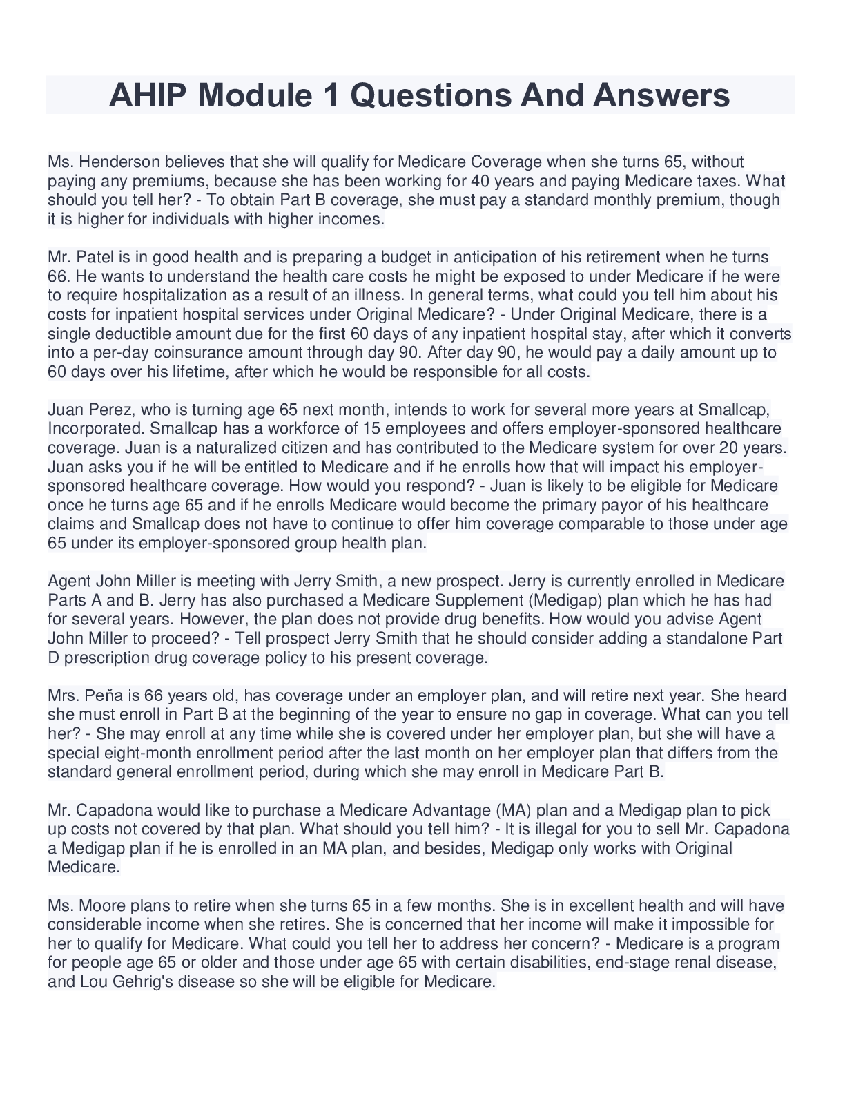 Preview image for AHIP Module 1 Questions And Answers 2022 Complete Test